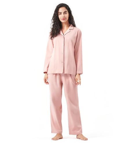 DAVID ARCHY 100% Cotton Pajamas for Women Set Super Soft Cozy Long Sleeve Button Down Comfy Womens Sleepwear Pjs Set