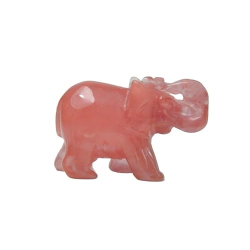 HUFFA Crystal Jade Agate Elephant Figurine - Auspicious Home Decoration Ornament(Watermelon,2inch)