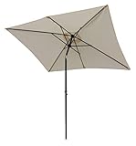 Die Kurbel und die Knickfunktion garantiert den perfekten Schutz auch bei tiefstehender Sonne und ein einfaches Öffnen und schließen des Schirms.