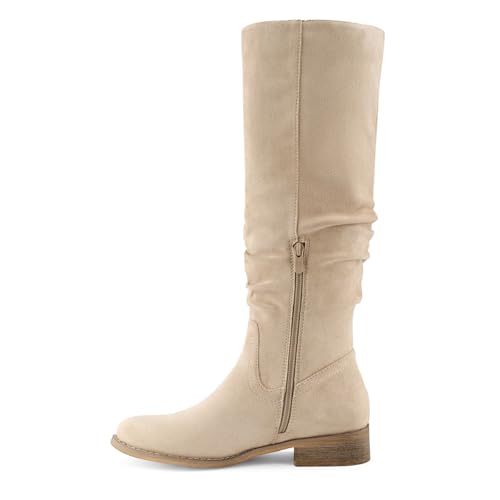 Shoe'N Tale Women's Knee High Boots Flat Low Heel Slouch Pointed Toe Winter Shoes with Side Zipper2