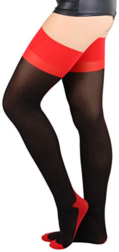 Image of ToBeInStyle Nylon Two Toned Cuban Heel Closed Toes Stockings