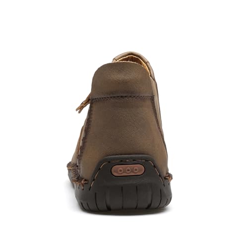 Mens Casual Leather Shoes Ankle Chukka Slip On Lightweight Loafers Mid top Walking Driving Shoes4