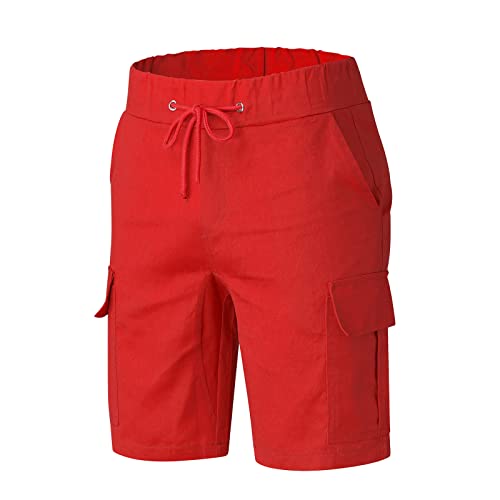 Mens Resort Wear 2025 Cargo Shorts Elastic Waist Running Hiking Shorts Casual Summer Clothes with Multiple Pockets3