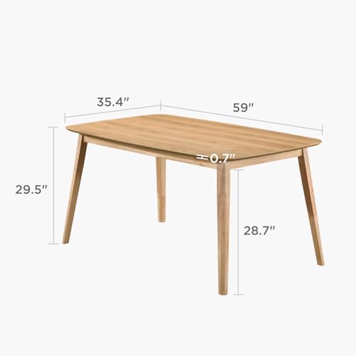 Image of Acanva Modern Rectangular Dining Table for 6, Farmhouse Kitchen Dinner Tables with Tapered Wood Legs, Oak