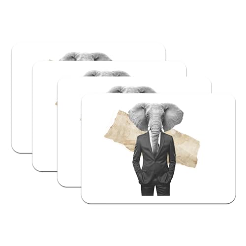 Sets de table antidérapants grand format caoutchouc blanc éléphant art - 2