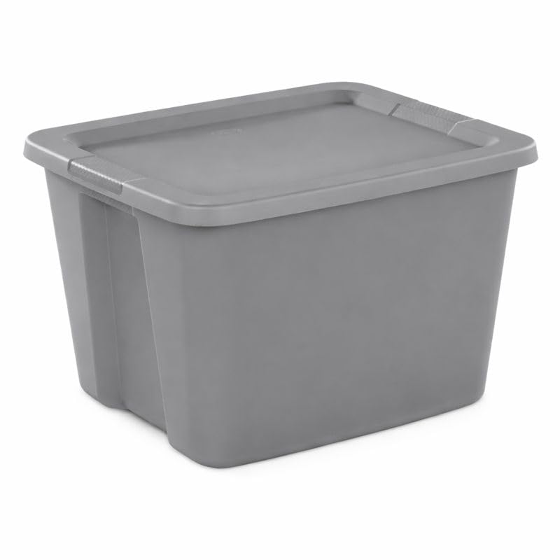 18 Gallon Plastic Storage Tote with Secure Snap-On Lid, Stackable Storage Bin for Linens, Seasonal Decor, Keepsakes & Home Organization (Gray)