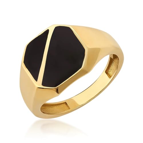 10k 14k 18k Solid Gold Personalized Signet Ring for Men with Black Onyx Stone Handmade Signet Ring Engraved Signet Ring Best Gift for Men Husband Boyfriend