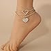 KOFISNI Heart Rhinestone Ankle Bracelets for Women Adjustable Silver Shiny Tennis Anklets Twinkle Heart Cubic Zircon Anklet Foot Chain Trendy Jewelry for Women(gold)