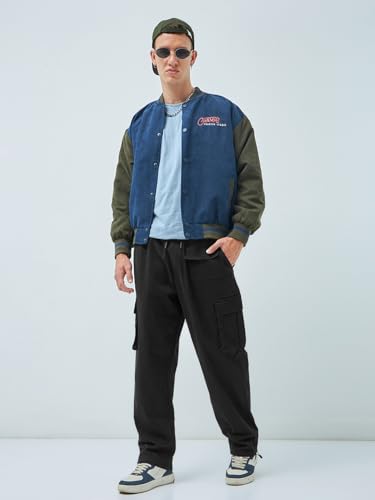 Image of Bewakoof Men's Oversized Fit Mid Rise Cargo Trousers|Loose Fit Street-Style Comfort | Utility Pockets | Everyday Wear