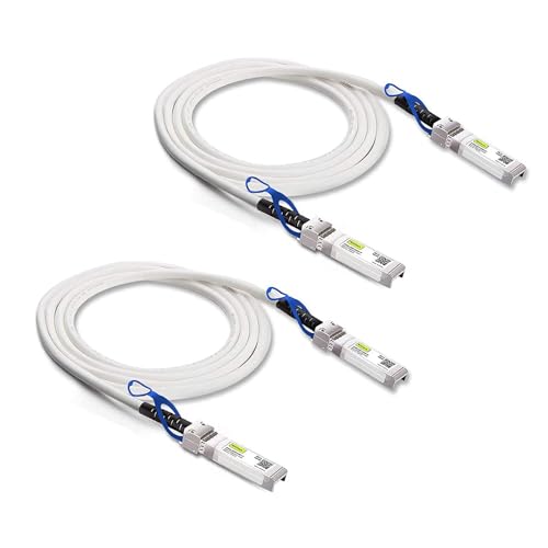 Image of [White] 25G SFP28 SFP+ DAC Cable - 25GBASE-CR SFP28 Passive Direct Attach Copper Twinax Cable for Cisco SFP-H25GB-CU0.5M, Ubiquiti, MikroTik, Supermicro and More, 0.5-Meter(1.6ft), 2-Pack