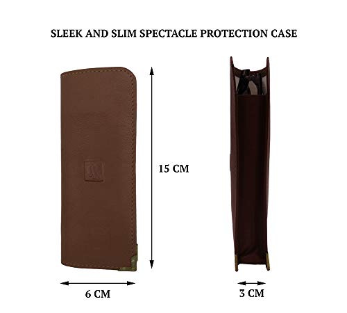 Image of Adamis Full Grain Genuine Leather Spectacles Soft Shell Case for Men and Women