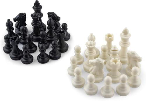 Image of RECTITUDE Magnetic Plastic Tournament Chess Pieces Only, 32 Pieces Each Chessmen Pieces, 2 Inch King Figures Chess Game Pawns Figurine Pieces Complete Set Of 32 Chess Game (Chess Pieces), Black
