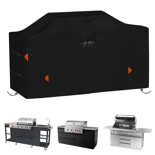 LYHNMW 86 Inch Island Grill Cover, Heavy Duty 600D Waterproof & Dustproof Outdoor Grill BBQ Covers, Anti-UV, Rip-Proof Island BBQ Grill Head Cover