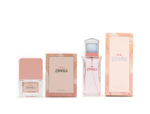 ZINNIA - Flor de Zinnia Promoción 100 ml + 30 ml, Colonia Mujer, Pack 2 Productos, Perfume Formato Spray, Eau de Toilette Femenina, Aroma Dulce Afrutado, Fragancia Fresca de Larga Duración