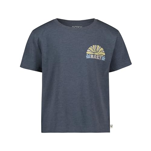 Image of Roxy Girls' Short Sleeve Boyfriend Fit Logo Tee, Crew Neck Graphic T-Shirt, Soft & Comfortable