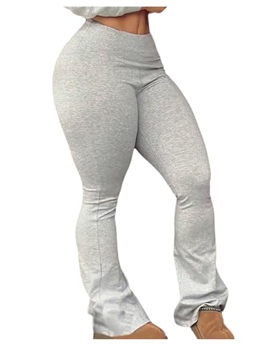 Verdusa Women's High Waisted Flared Pants Bell Bottoms Slim Fitted Casual Trousers