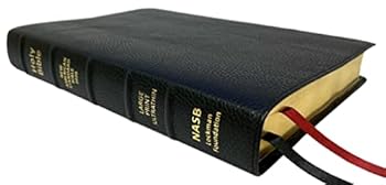 Leather Bound NASB Large Print Ultrathin Reference Bible, Black, Premium Calfskin Leather, 2020 text Book