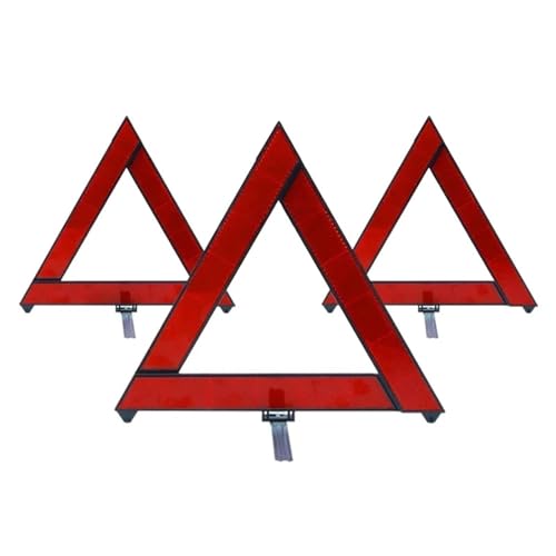 WSQHAO 3pcs Car Tripod Folded Reflector Emergency Breakdown Warning Tool Triangle Red Reflective Safety Hazard Accessories For Car