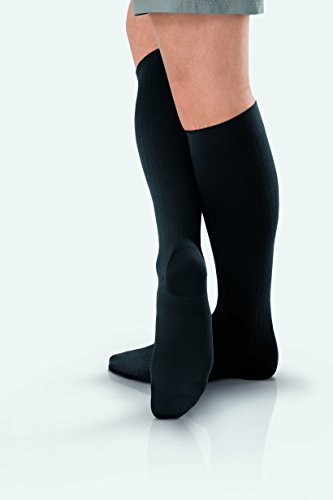 Image of JOBST forMen Ambition Knee High with SoftFit Technology Band, 30-40 mmHg Ribbed Dress Compression Socks, Closed Toe, 4 Regular, Black