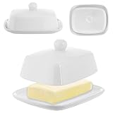 KADAX Butterdose aus Porzellan, 16,5 x 13 x 5 cm, weiße Butterschale mit Deckel und Griff, Butterbehälter, Aufbewahrungsdose für 250g Butter, spülmaschinenfest (Weiß)
