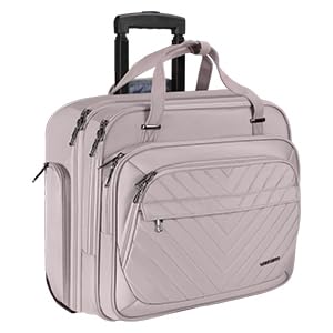 VANKEAN Laptop Bag Women with Wheels, 15.6 Inch Rolling Briefcase for Women, Water Repellent Overnight Rolling Computer Bag with RFID Pockets for Travel Business Work School, Light Dusty Pink