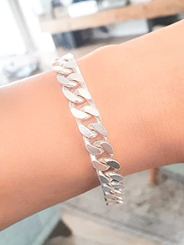 Wide Chain Link Bracelet Curb Bracelet 8.5Mm Handmade 925 Sterling Silver Gift For Men Or Women Chunky Thick Heavy (8, Silver) #TOP1