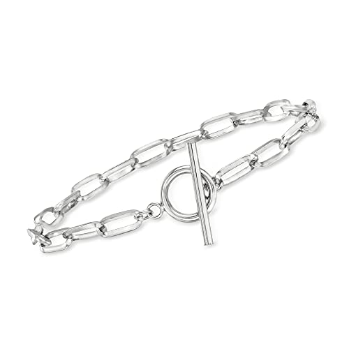 Ross-Simons Sterling Silver Paper Clip Link Toggle Bracelet. 7 Inches #TOP27