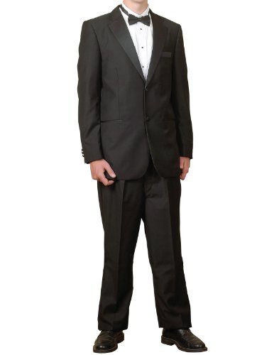 New Mens Super 100'S 2 Button Single Breasted Black Tuxedo Suit #TOP1