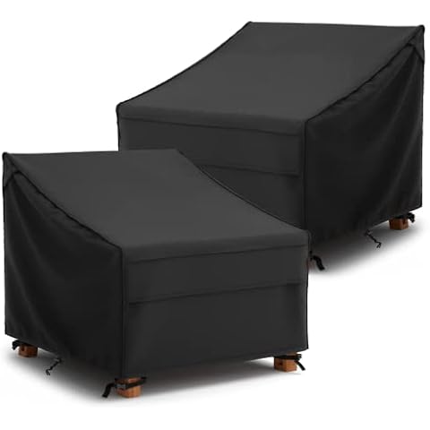 MR. COVER Patio Chair Covers Waterproof for 35-38 Inch Outdoor Chairs, Sturdy 600D Polyester & Double-Stitched Seams, Classic Black (2-Pack) Cover