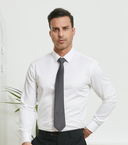 Image of DecTwig Men's Ties Solid Color Formal Neckties 3.15 inch (8CM) Black Ties For Men