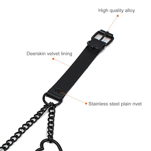 Love Heart Choker Collar Necklace, Adjustable Leather Punk PU Necklace Goth Choker Soft Collar Chain for Women4