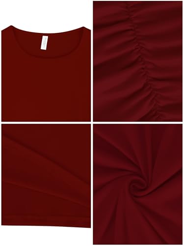 Image of Missufe Women's Long Sleeve Slim Ruched Bodycon Dress 2025 Trendy Fall Casual Round Neck Sheath Knee Length Outfits Clothes