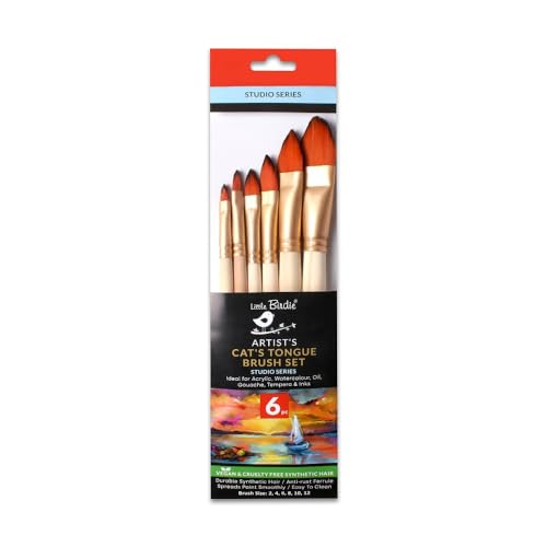 Image of Little Birdie, Cat's Tongue Brush Set 6Pc | Synthetic Paint Brushes