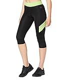 Eine Amazon-Marke Amazon-Marke: AURIQUE Contrast Panels BAL004 sport leggings damen,Mehrfarbig (Black/Lime),36 (Herstellergröße: Small)