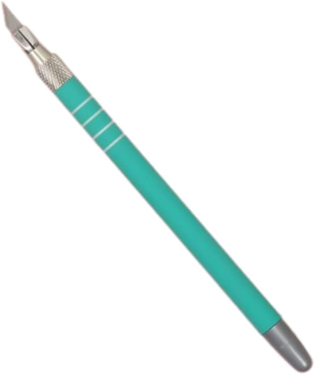 Craftelier - Precision Scalpel with Non-Slip Silicone Handle for Crafts | Includes 3 Blades and Transparent Cap to Protect the Blade | Size Approx. 16 cm - Colour Turquoise