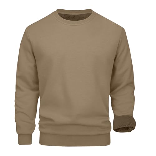 Men's Sherpa Lined Sweatshirts Winter Thermal Sweater Crew Neck Long Sleeve Fleece Pullover Tops Basic Thick Tops4