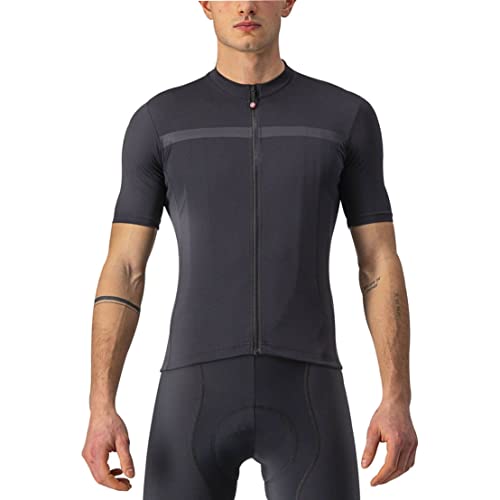CASTELLI Men's Classifica Jersey, Zip Up Quarter Length Sleeve Jersey for Gravel Biking & Road Cycling - Light Black - Medium