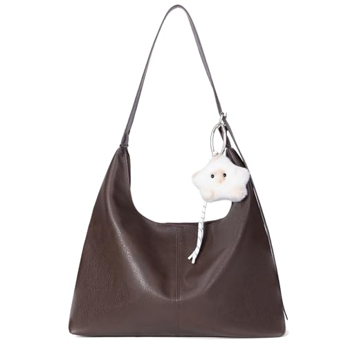 Bolso Hobo grande para mujer de cuero vegano con cierre miniatura 1