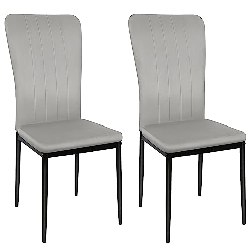 Belfoyer Chaises de Salle à Manger en Simili Lot de 2 pour Lounge Salon Maison Bureau Cuisine Bar Réunion Hôtel, 40 x 37 x 97 cm (Gris)