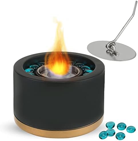 SOFT GLOW FIRE PITS Concrete Tabletop Fire Pit, Clean Burning Portable Fireplace