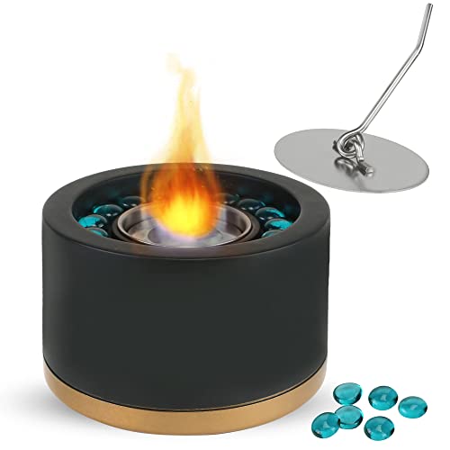 Soft Glow Fire Pits Concrete Tabletop Fire Pit, Clean Burning Portable Fireplace #TOP21