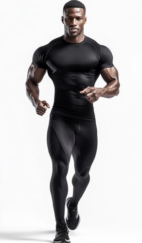 Audoc Compression Shirt Men 3 Pack Quick-Dry Athletic Baselayer 4-Way Stretch Moisture-Wicking Short Sleeve Workout Shirts4
