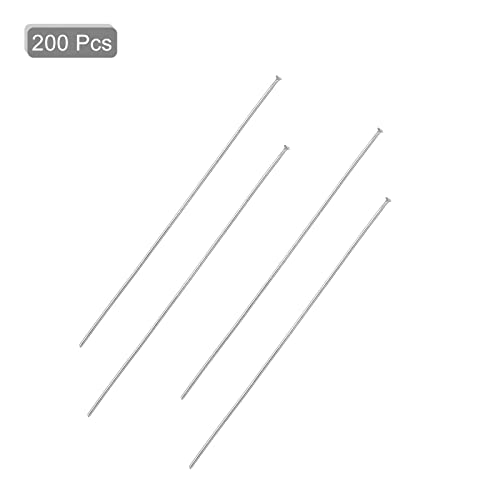Meccanixity 100Pcs Flat Head Pins For Jewelry Making 22 Gauge Silver 60Mm Stainless Steel Flat Head Pins Jewelry Head Pins For Craft Earring Bracelet Necklace Pendant Supplies #TOP2