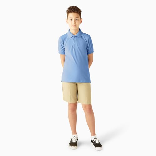 Dickies Big Boys' Short Sleeve Pique Polo Shirt, Light Blue, Small (8) - image 6