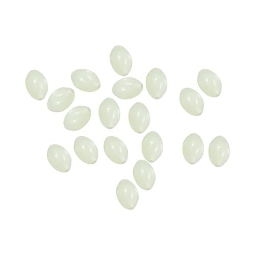 PATIKIL 8x6mm Glow Fishing Beads, 200Pcs Soft Plastic Oval Rubber Luminous Fishing Bait Eggs Rig Bead Tackle Lures Accessories with Storage Box, White