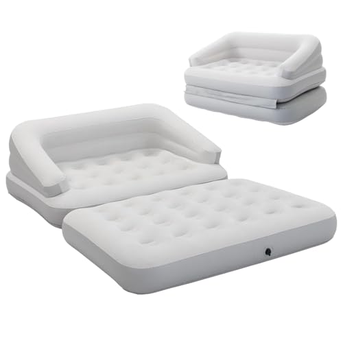 RAPTAVIS Inflatable Sofa Bed Flocked Couches Air Mattress Bed Double Size