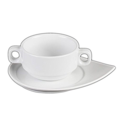 Holst Porzellan TC 025 SET 12, 12-tlg. Suppentassen-Set Spitz für 6 Pers. Obere 0,25 L auf Untere CF, weiß, 18 x 14 x 6.2 cm | Suppentassen-Set in weiß, 18 x 14 x 6,2 cm