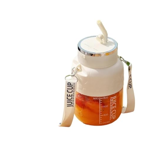 Exprimidor eléctrico portátil inalámbrico de 800 ml para deportes, exprimidor de frutas frescas con gran capacidad y 10 cuchillas de acero inoxidable (blanco)