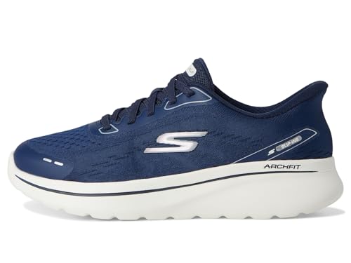 Skechers Women's Go Walk Arch Fit N-Joy Emory Hands Free Slip-Ins Sneaker, Navy/White, 9