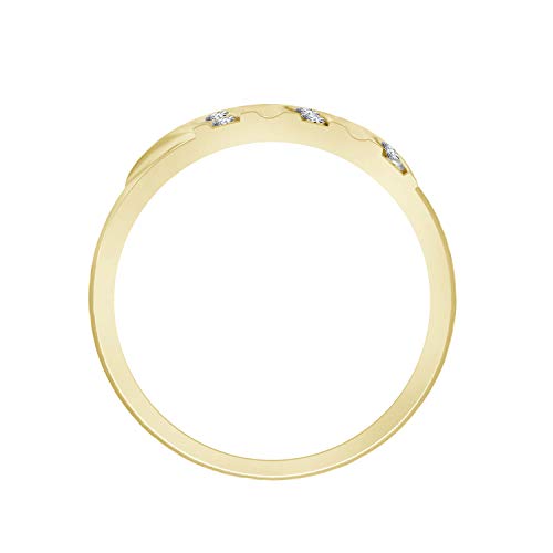 Eternal Bliss 0.03 cttw Round Diamond Accent Solid 10K Yellow Gold Men's Wedding Band Ring (Color - I-J, Clarity -I2)3